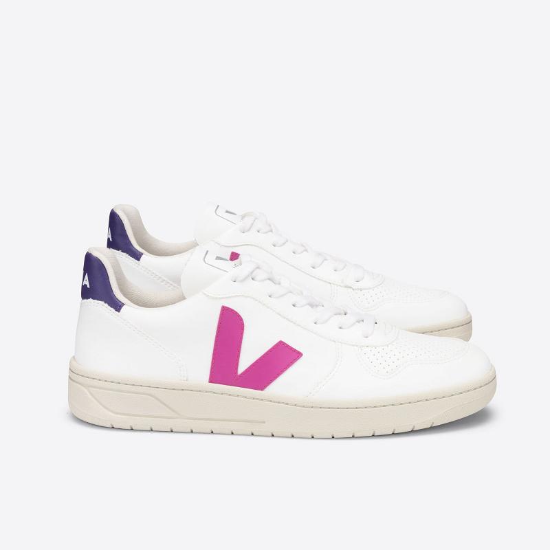 Zapatillas Veja Mujer Madrid - V-10 Tenis Blancas Moradas ES760802